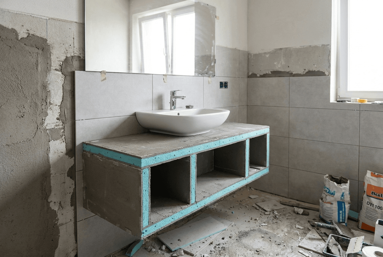 Floating bathroom vanity